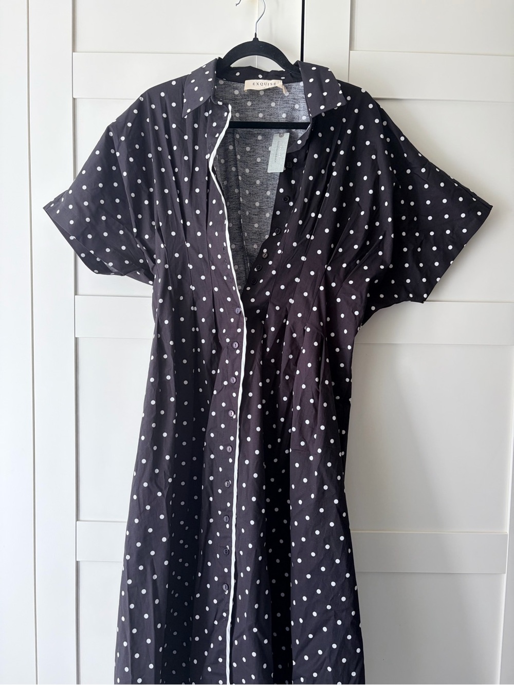 Anthropologie Black and White Polka Dot Shirt Dress